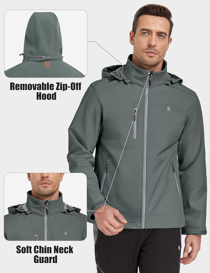 Men’S Softshell Jacket with Removable Hood, Fleece Lined